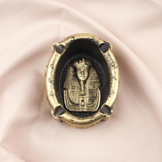 Gold Ashtray in Egyptian Style, Mini Cigarette Lid for Smokers, Unique Smoking Accessories | Gift for Husband, Pharoah Ash Tray