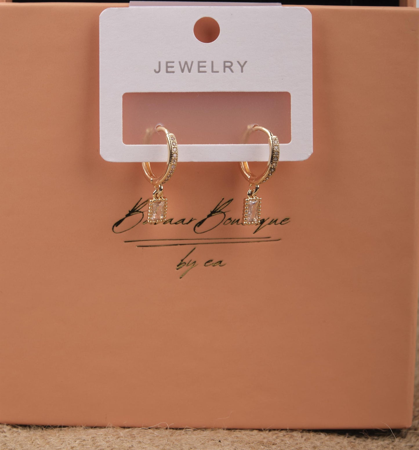 Gold And Pink Emerald Earrings For Women, Timeless Minimal Hoops, Hypoallergenic Jewelry Made In Brass