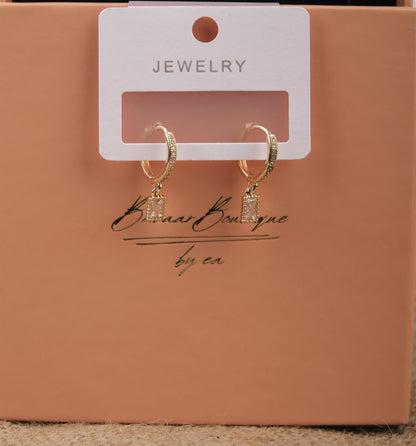 Gold And Pink Emerald Earrings For Women, Timeless Minimal Hoops, Hypoallergenic Jewelry Made In Brass